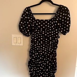 Zara Ruched Polka Dot Dress